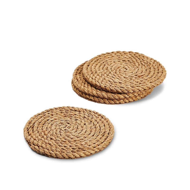 Two's Company 53041 Full Circle Jute Rope Coasters, Set of 4, 4.25-inch Diameter - Image 1